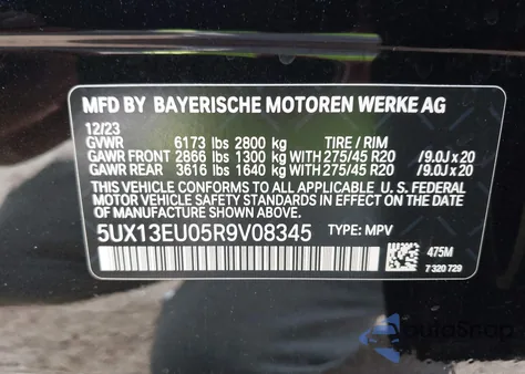 2024 BMW X5 Sdrive40I z USA, uszkodzony, nr VIN 5UX13EU05R9V08345